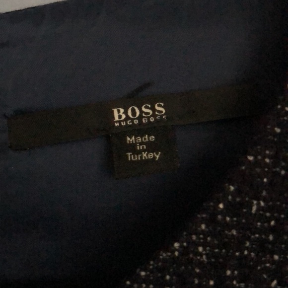 PRICE FIRM BOSS Hugo Boss Size 0 Short Sleeve Navy Haticena Tweed Dress - Picture 7 of 10